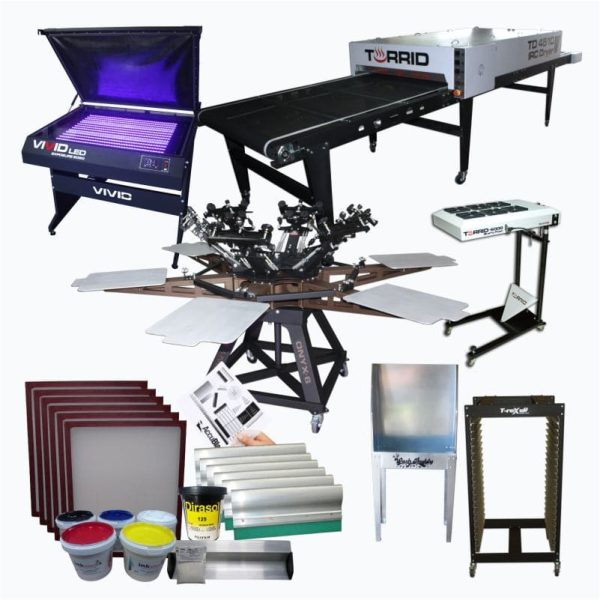 6 color 6 station Auto ready Screen print Shop kit