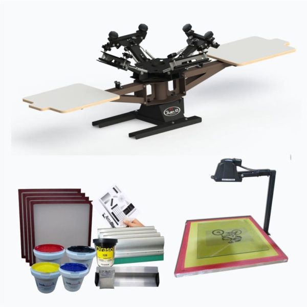 4 color 2 station screen print starter kit with Supplies